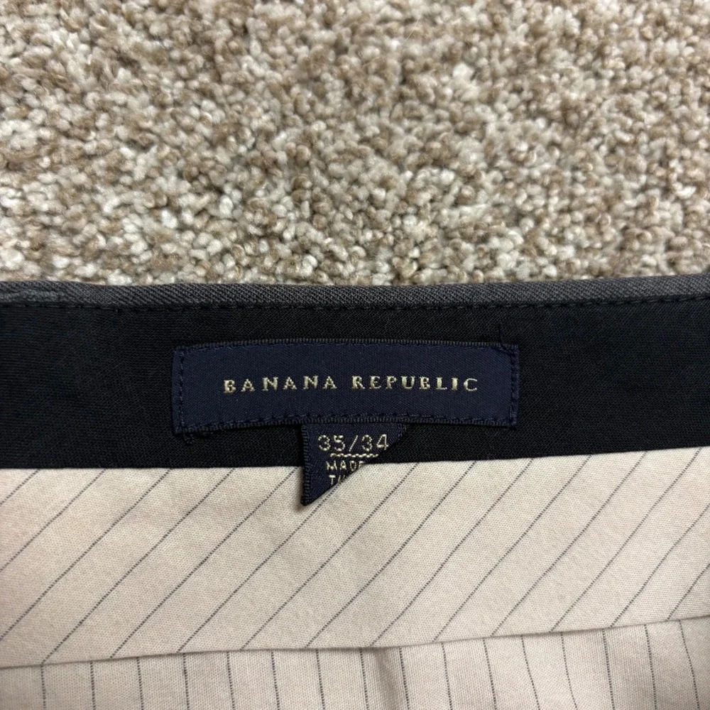LOT OF 2 Banana Republic Wool Dress Pants Mens 35x34 Gray Brown Flat Front Slack